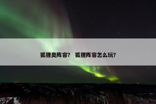 狐狸奥阵容？ 狐狸阵容怎么玩？