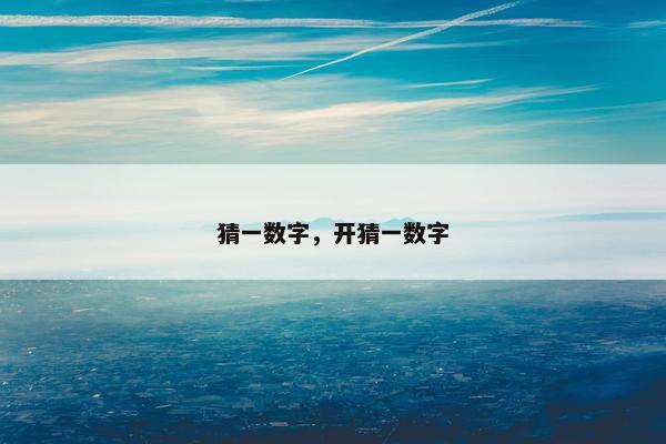猜一数字，开猜一数字