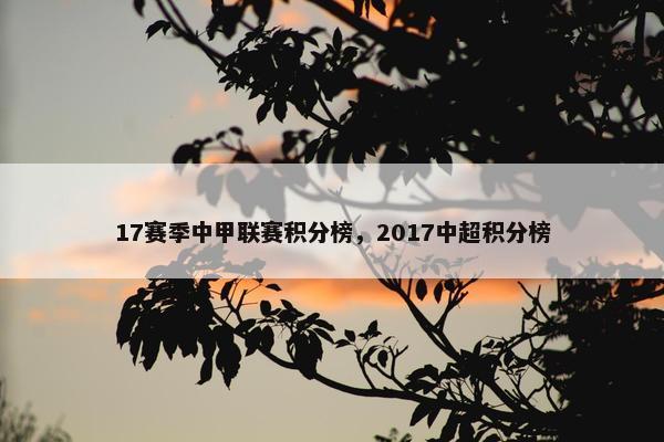 17赛季中甲联赛积分榜，2017中超积分榜
