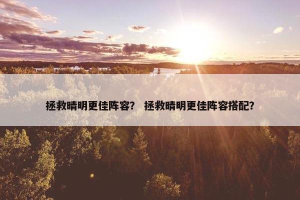 拯救晴明更佳阵容？ 拯救晴明更佳阵容搭配？