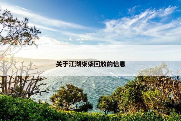 关于江湖柒柒回放的信息