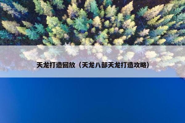 天龙打造回放（天龙八部天龙打造攻略）
