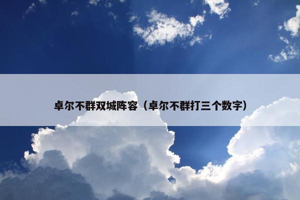 卓尔不群双城阵容（卓尔不群打三个数字）