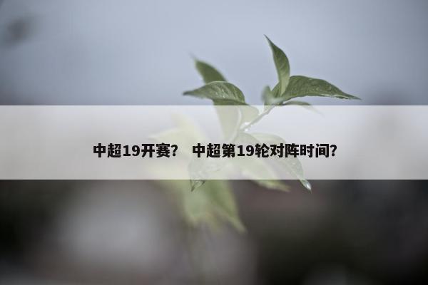 中超19开赛？ 中超第19轮对阵时间？