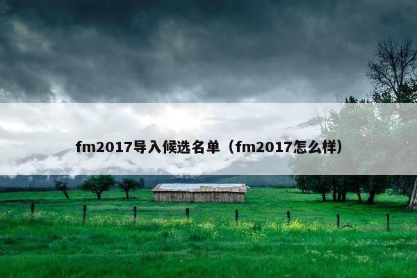 fm2017导入候选名单（fm2017怎么样）