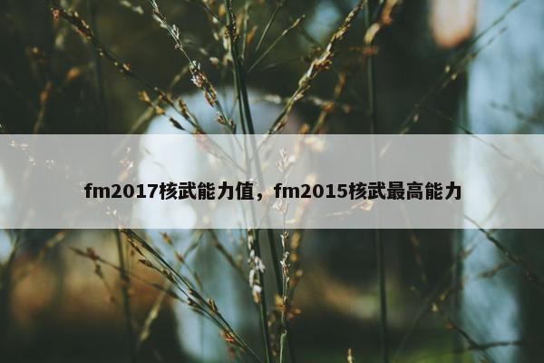 fm2017核武能力值，fm2015核武最高能力