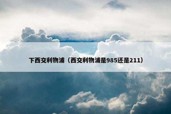 下西交利物浦（西交利物浦是985还是211）