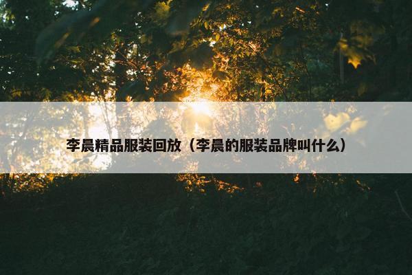李晨精品服装回放（李晨的服装品牌叫什么）