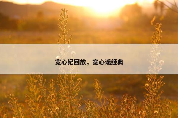 宽心纪回放，宽心谣经典