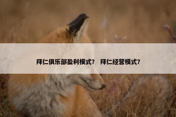 拜仁俱乐部盈利模式？ 拜仁经营模式？