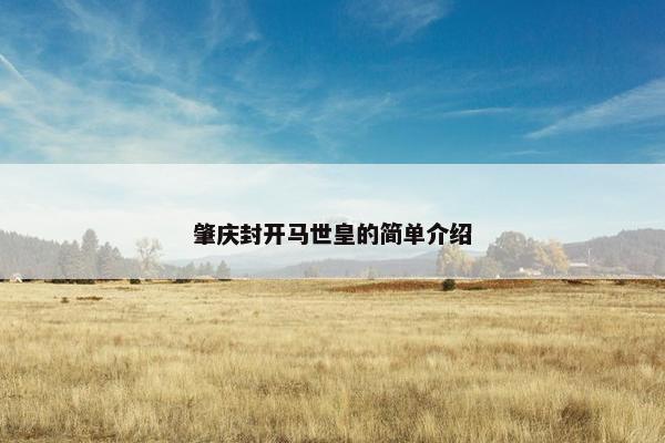 肇庆封开马世皇的简单介绍