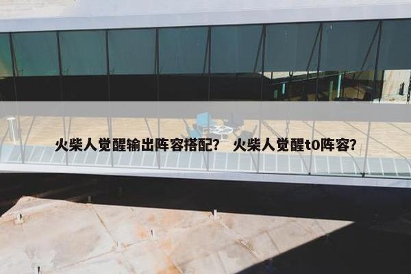 火柴人觉醒输出阵容搭配？ 火柴人觉醒t0阵容？