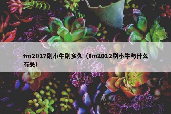 fm2017刷小牛刷多久（fm2012刷小牛与什么有关）