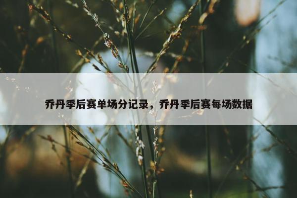乔丹季后赛单场分记录，乔丹季后赛每场数据