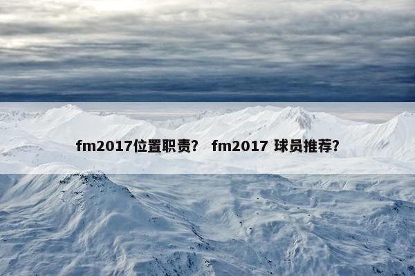 fm2017位置职责？ fm2017 球员推荐？