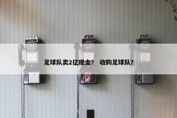 足球队卖2亿现金？ 收购足球队？