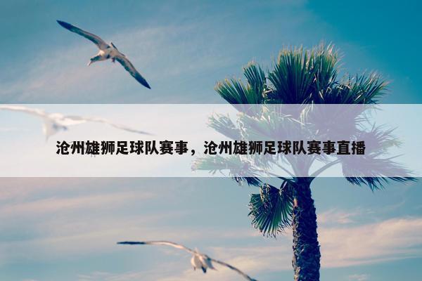 沧州雄狮足球队赛事，沧州雄狮足球队赛事直播