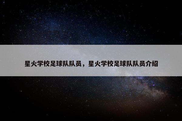 星火学校足球队队员，星火学校足球队队员介绍