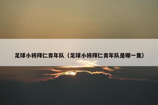足球小将拜仁青年队（足球小将拜仁青年队是哪一集）