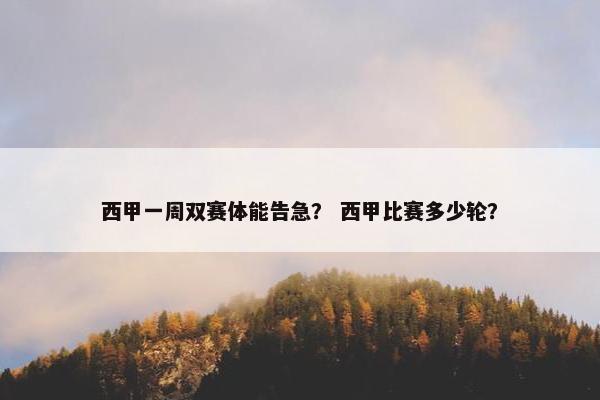 西甲一周双赛体能告急？ 西甲比赛多少轮？