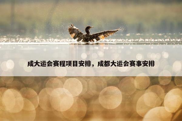 成大运会赛程项目安排，成都大运会赛事安排