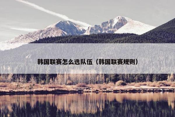 韩国联赛怎么选队伍（韩国联赛规则）