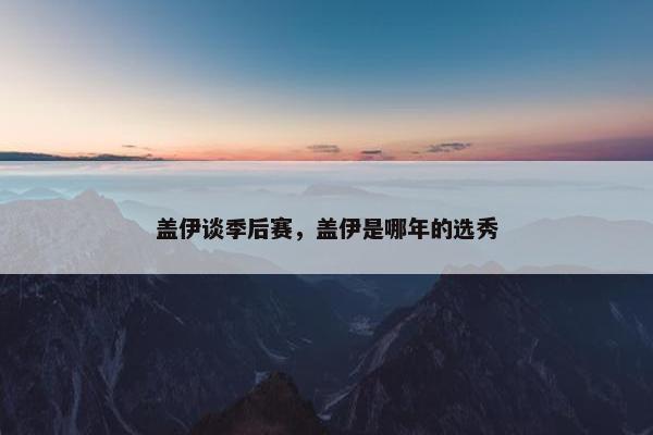 盖伊谈季后赛，盖伊是哪年的选秀