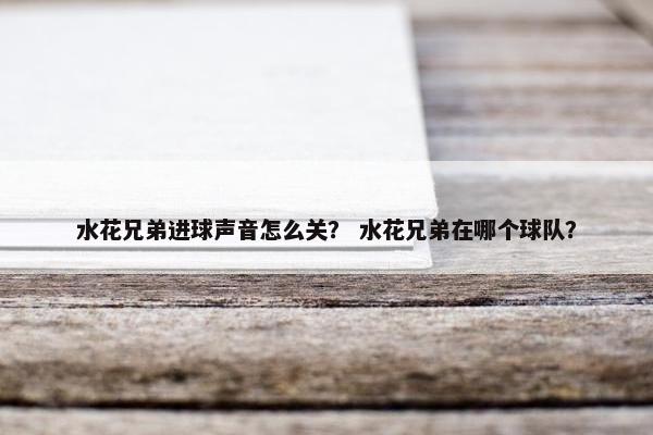 水花兄弟进球声音怎么关？ 水花兄弟在哪个球队？