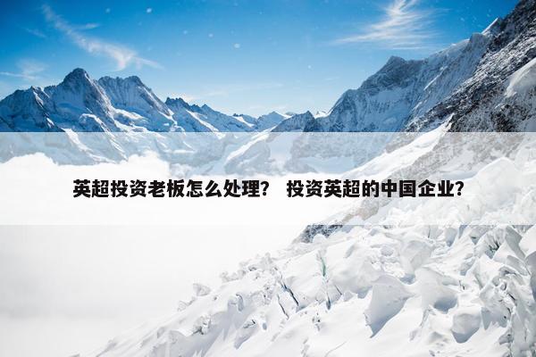 英超投资老板怎么处理？ 投资英超的中国企业？