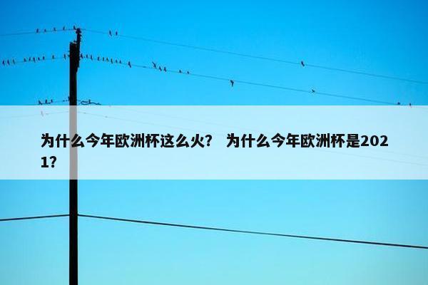 为什么今年欧洲杯这么火？ 为什么今年欧洲杯是2021？