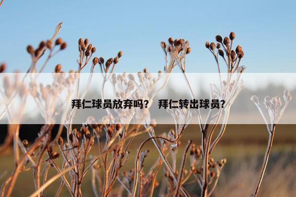 拜仁球员放弃吗？ 拜仁转出球员？