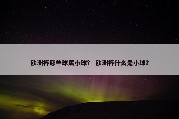 欧洲杯哪些球属小球？ 欧洲杯什么是小球？
