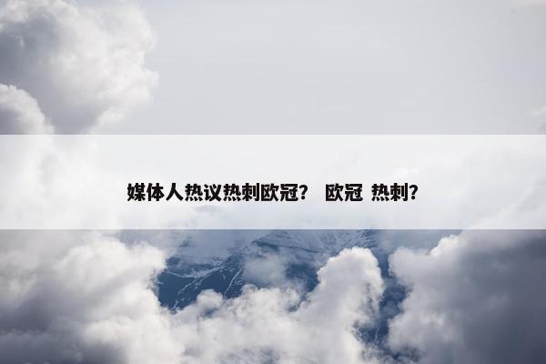 媒体人热议热刺欧冠？ 欧冠 热刺？