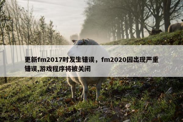 更新fm2017时发生错误，fm2020因出现严重错误,游戏程序将被关闭