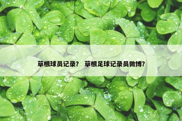 草根球员记录？ 草根足球记录员微博？