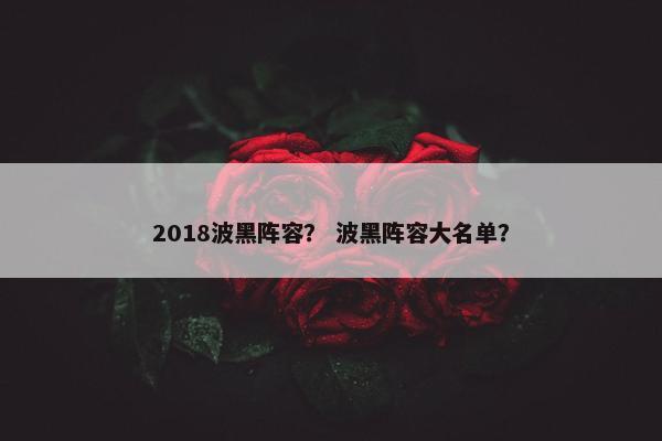 2018波黑阵容？ 波黑阵容大名单？