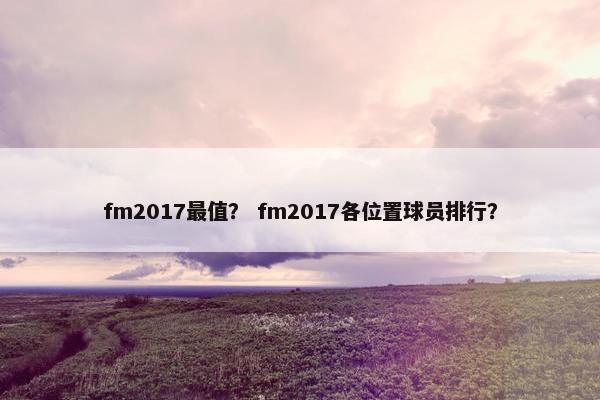 fm2017最值？ fm2017各位置球员排行？