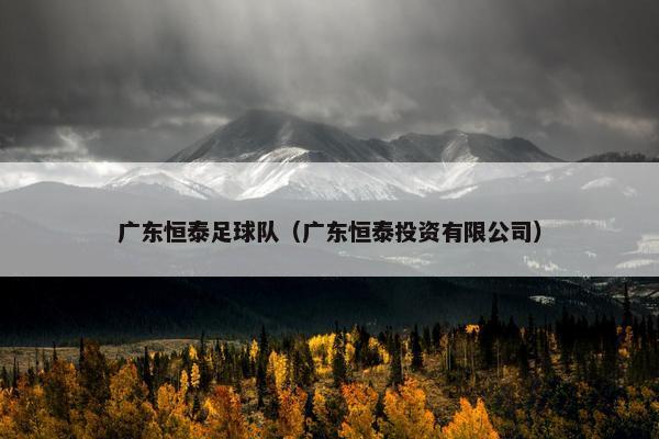 广东恒泰足球队(广东恒泰投资有限公司) 广东恒泰足球队(广东恒泰投资有限公司)