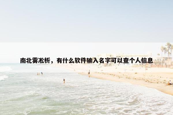 南北雾凇析，有什么软件输入名字可以查个人信息