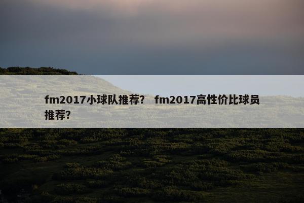 fm2017小球队推荐？ fm2017高性价比球员推荐？