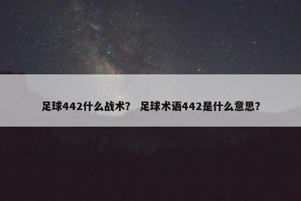 足球442什么战术？ 足球术语442是什么意思？