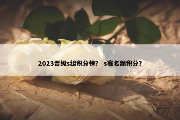 2023晋级s组积分榜？ s赛名额积分？