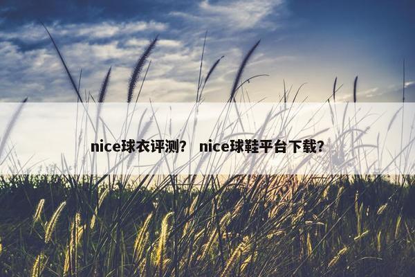 nice球衣评测？ nice球鞋平台下载？