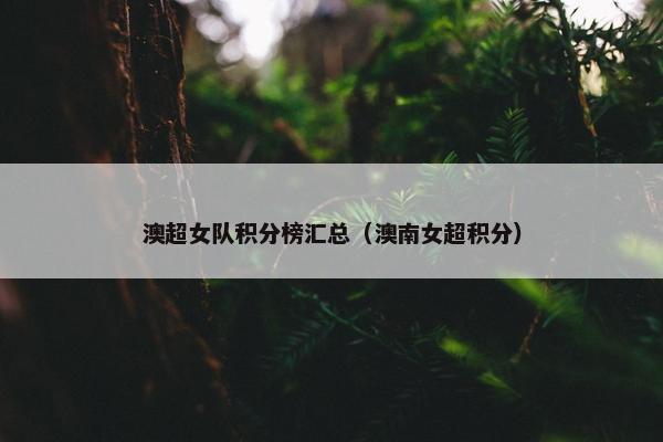 澳超女队积分榜汇总（澳南女超积分）